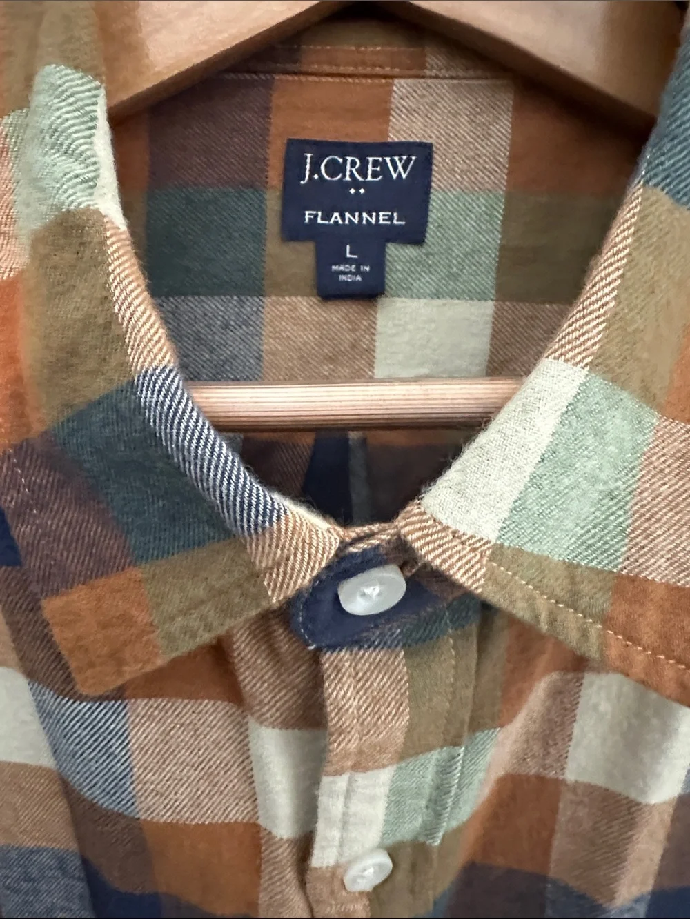 J. Crew Plaid Button-Down Shirt in Brown, Blue & Cream